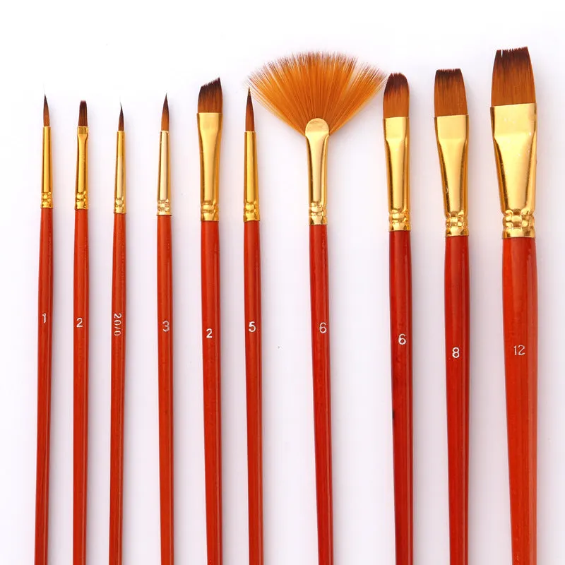 10 Pieces Nylon Hair Brush Including Brush Pen Set Blue Hook Line
