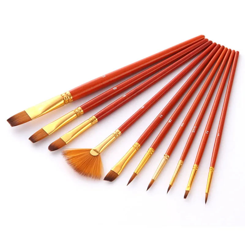 10 Pieces Nylon Hair Brush Including Brush Pen Set Blue Hook Line