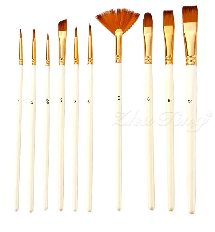 10 Pieces Nylon Hair Brush Including Brush Pen Set Blue Hook Line