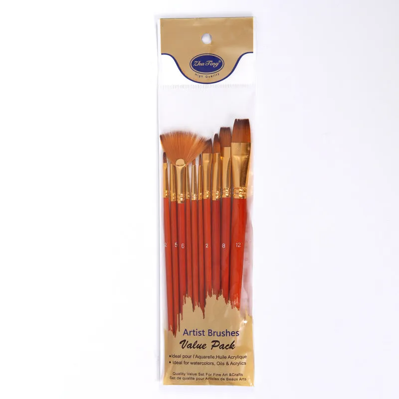 10 Pieces Nylon Hair Brush Including Brush Pen Set Blue Hook Line