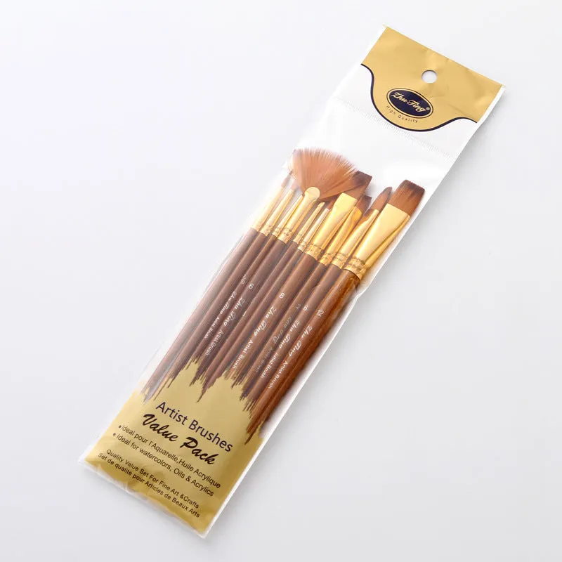 10 Pieces Nylon Hair Brush Including Brush Pen Set Blue Hook Line