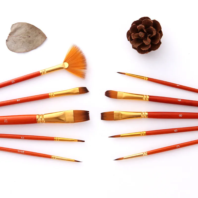 10 Pieces Nylon Hair Brush Including Brush Pen Set Blue Hook Line