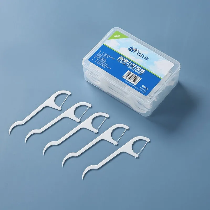 50/100pcs Dental Floss Stick Tooth Cleaning Interdental Brush Dental Floss Pick Oral Hygiene Care 1 Bag Dental Floss Ultra-fine