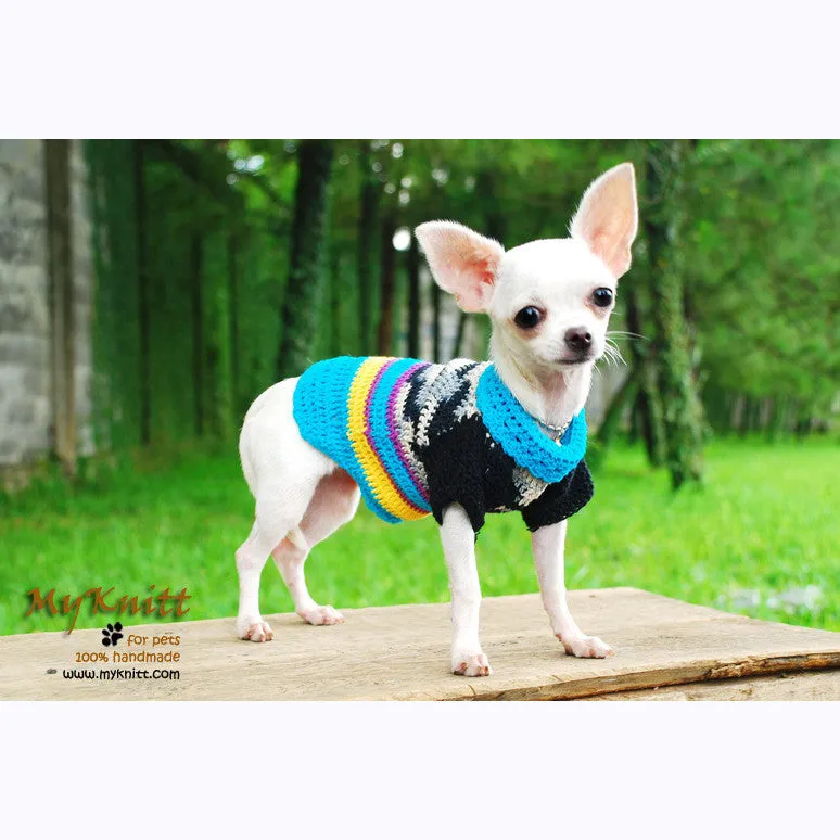 Back Turquoise Boy Turtleneck Dog Sweater DK830
