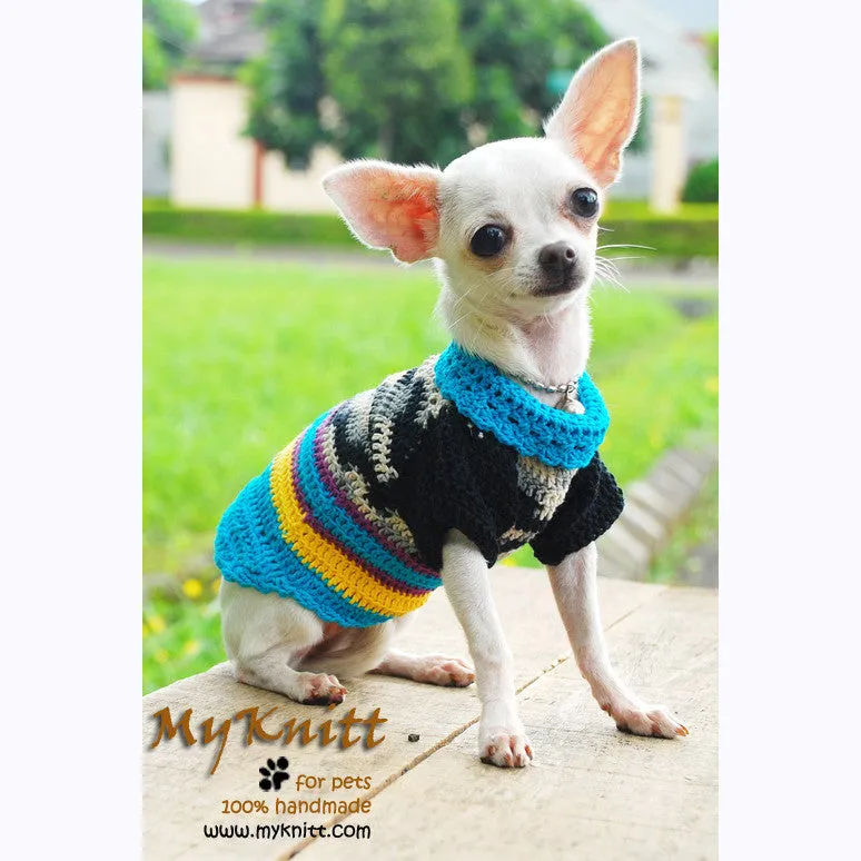 Back Turquoise Boy Turtleneck Dog Sweater DK830