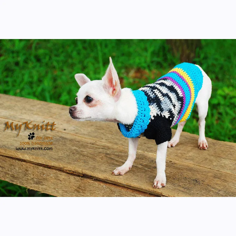 Back Turquoise Boy Turtleneck Dog Sweater DK830