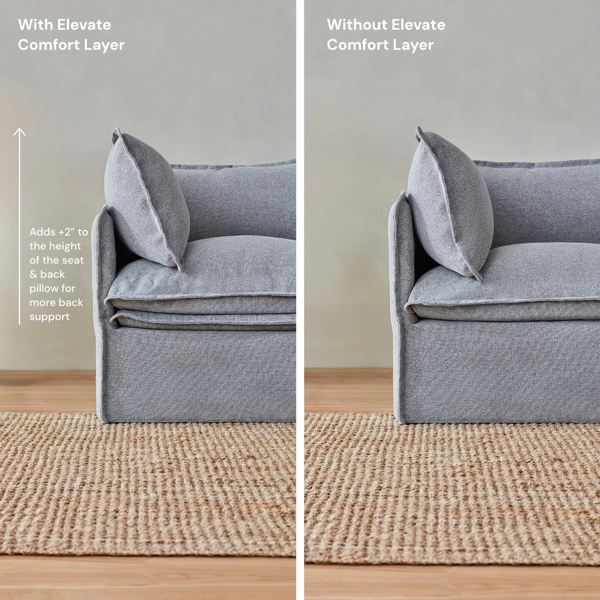 Elevate Comfort Layer Set for Modular Unit | Plush Weave in Ash