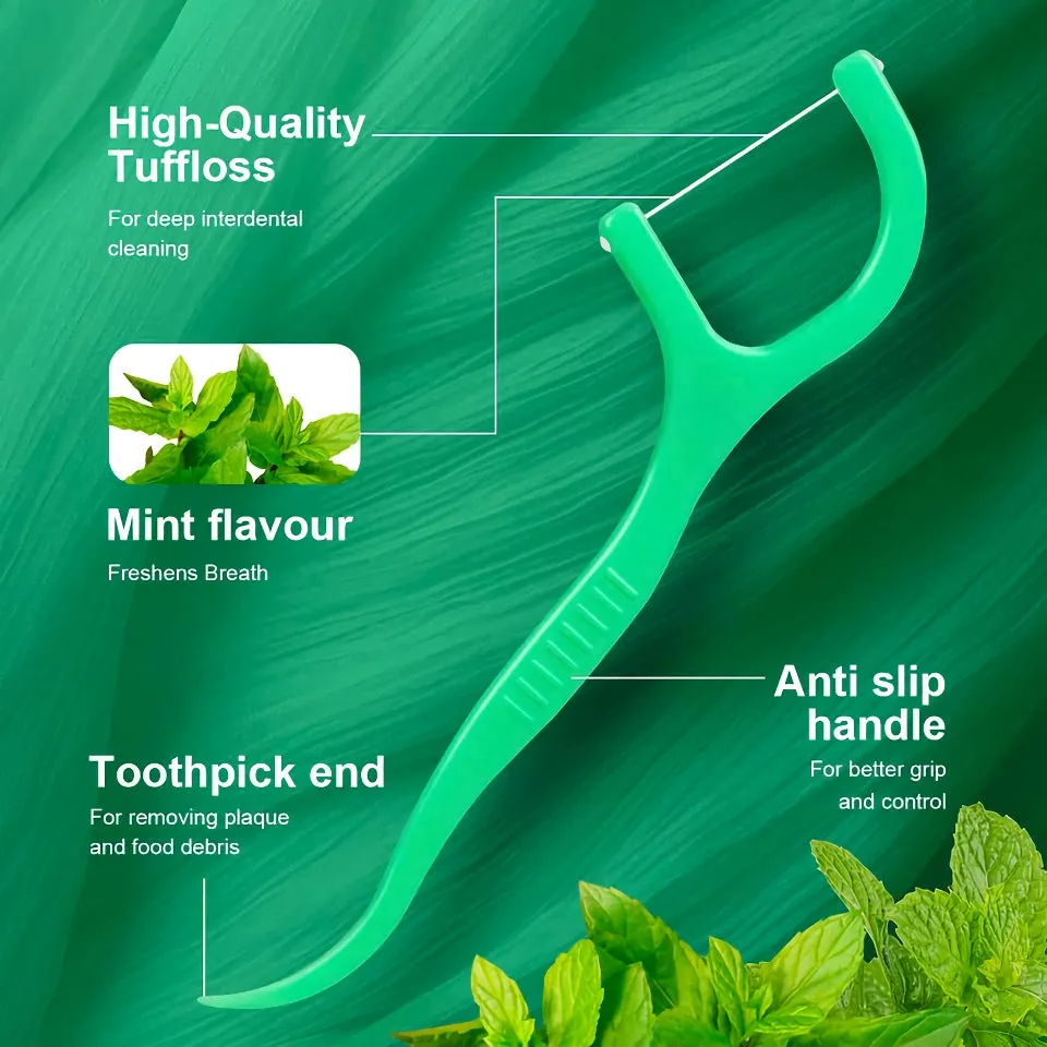 Mint Fresh Portable Dental Floss Sticks for Deep Interdental Cleaning