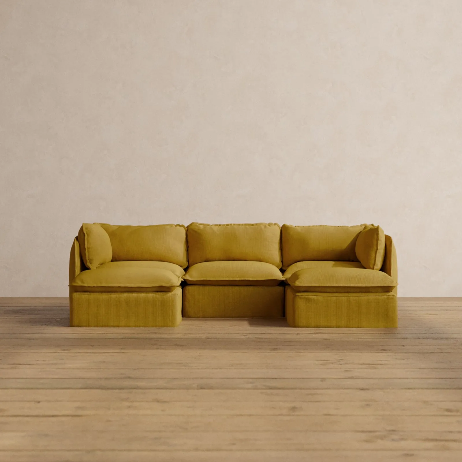 Modular Washable 3-Seater U-Sectional in Kiiro | Memorix  Seat | Cloud Pillow