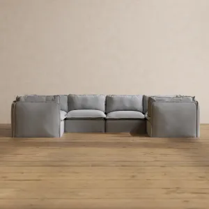Modular Washable 6-Seater U-Sectional in Pumice | Memorix  Seat | Cloud Pillow