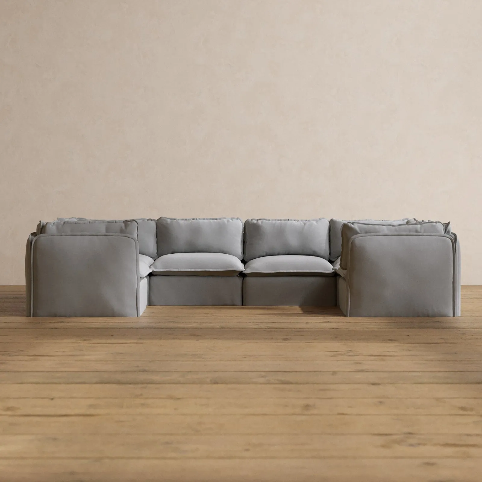 Modular Washable 6-Seater U-Sectional in Pumice | Memorix  Seat | Cloud Pillow
