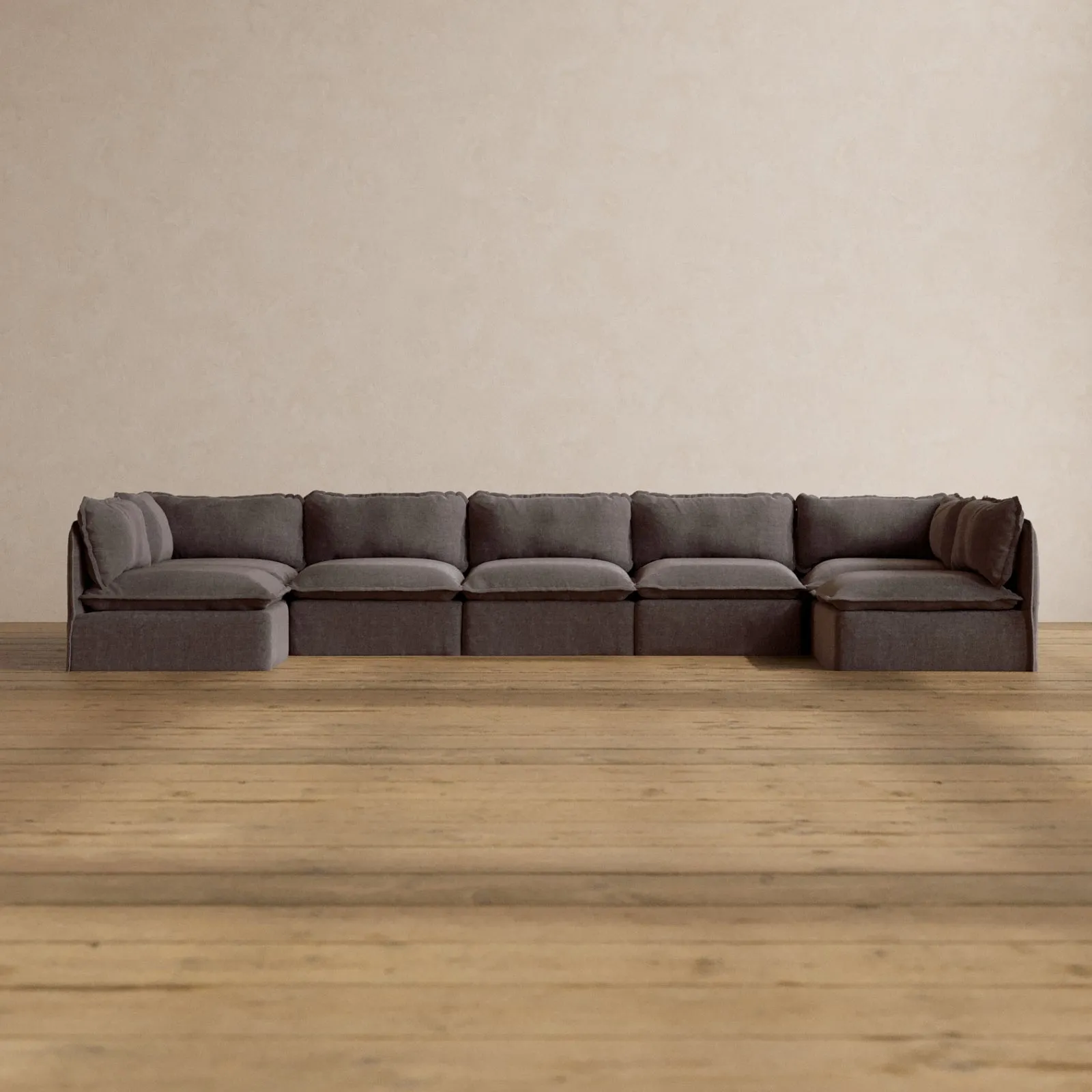 Modular Washable 7-Seater Open-Ends U-Sectional in Caviar | Memorix  Seat | Cloud Pillow
