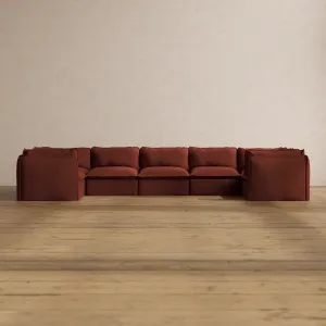 Modular Washable 7-Seater U-Sectional in Rust | Memorix  Seat | Cloud Pillow