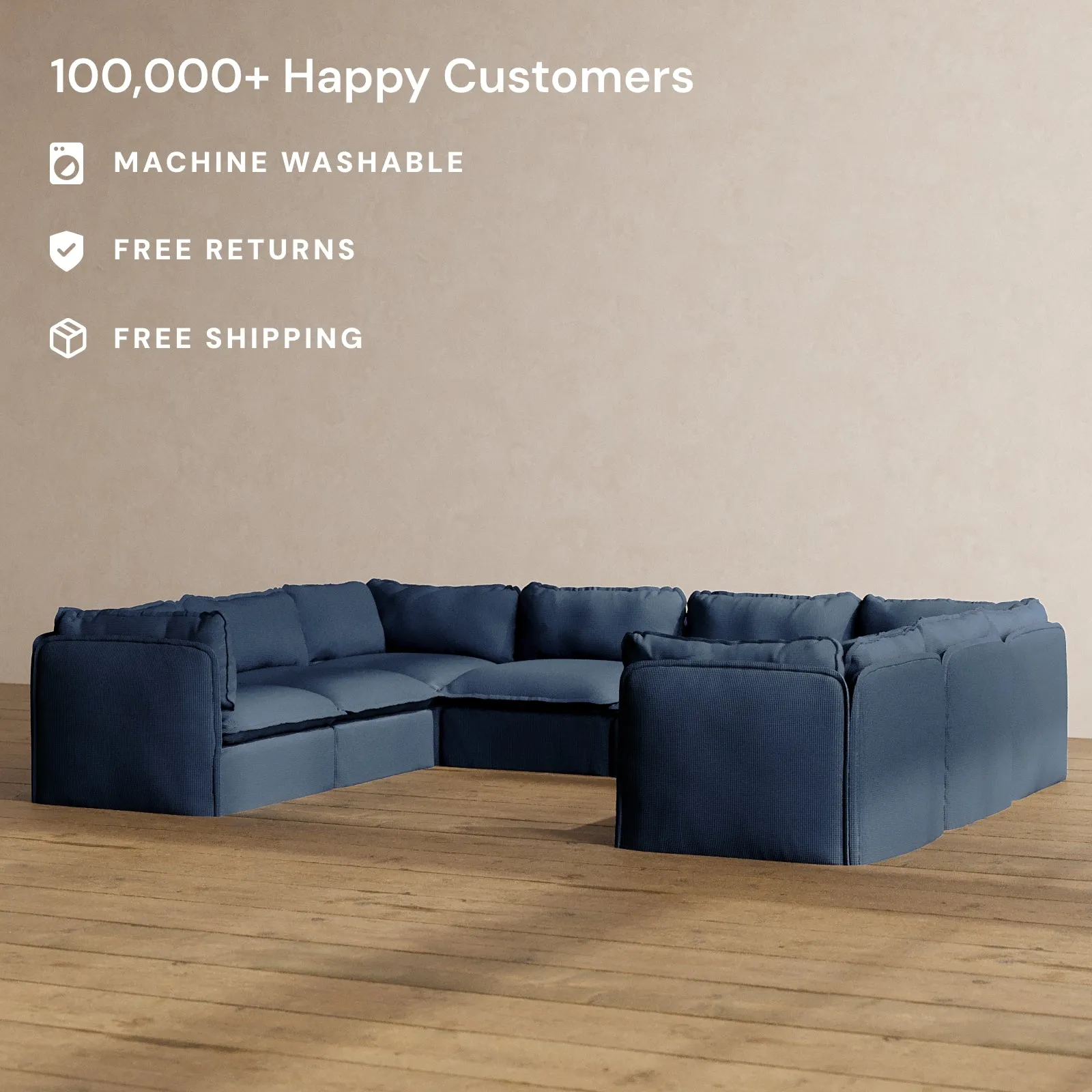 Modular Washable 8-Seater U-Sectional in Sumi | Memorix  Seat | Contour Pillow