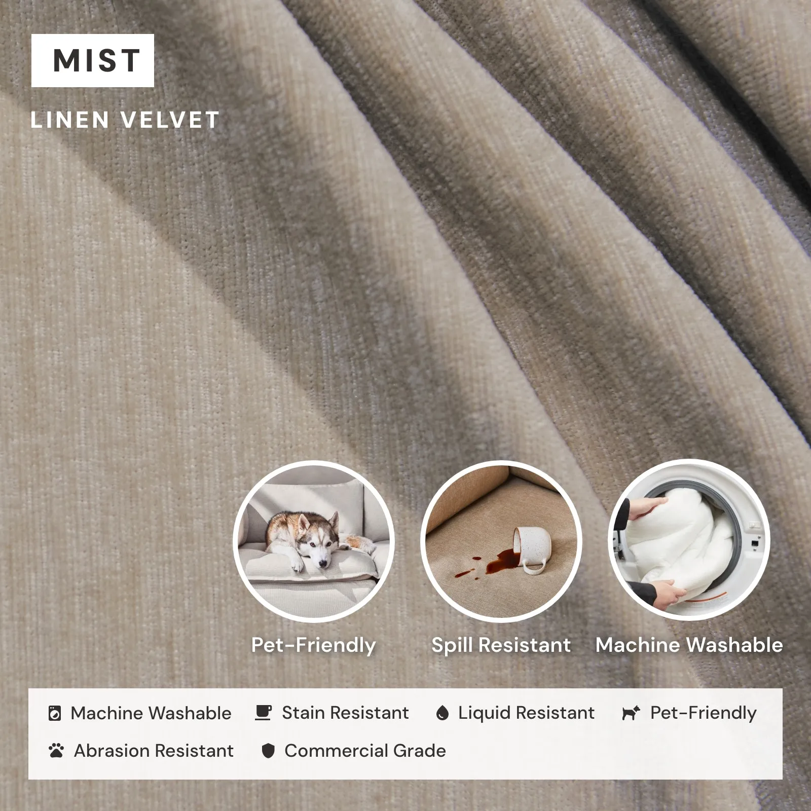 Modular Washable 9-Seater Open-Ends U-Sectional   Bench Ottoman in Mist | Memorix  Seat | Cloud Pillow