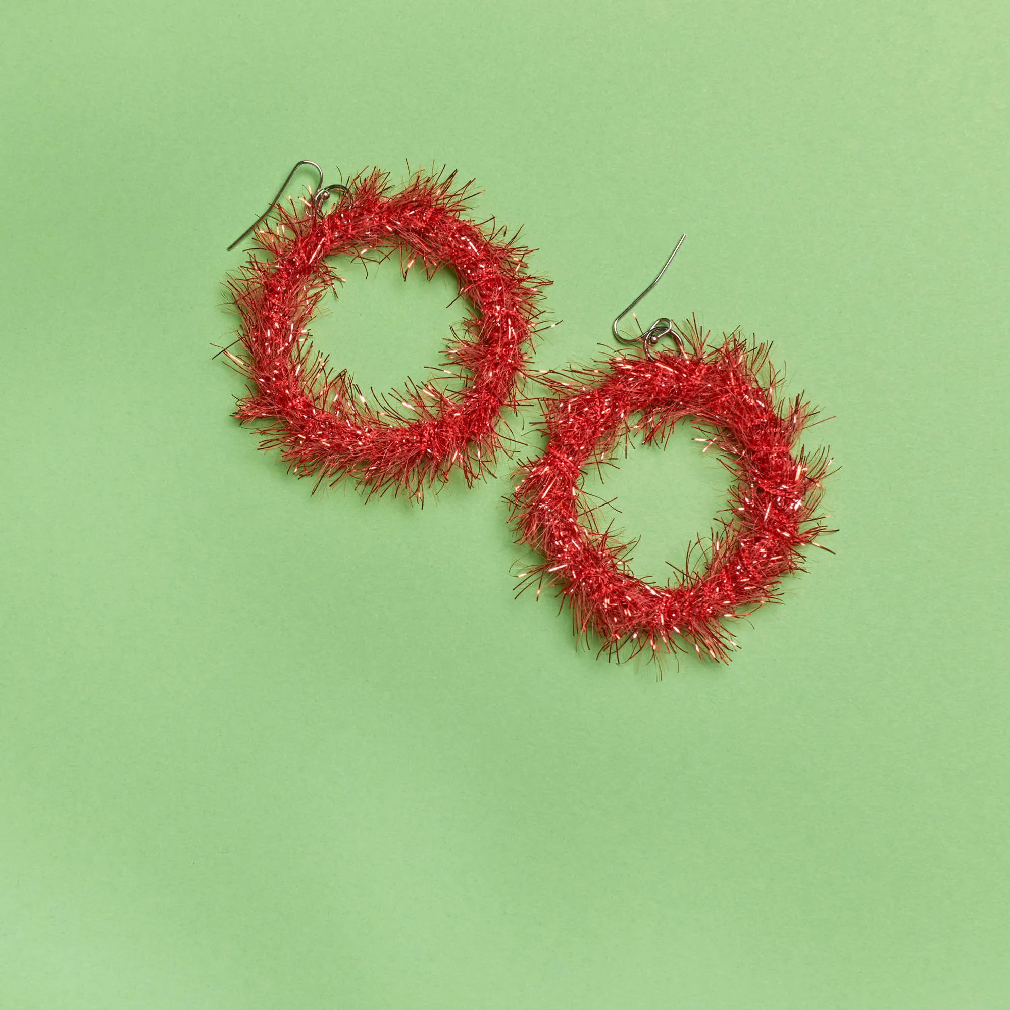 Red Heart Craft Sparkling Earrings