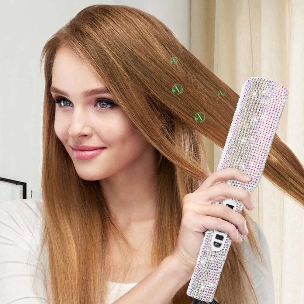 Rhinestone Flat Iron Titanium Hair Straightener