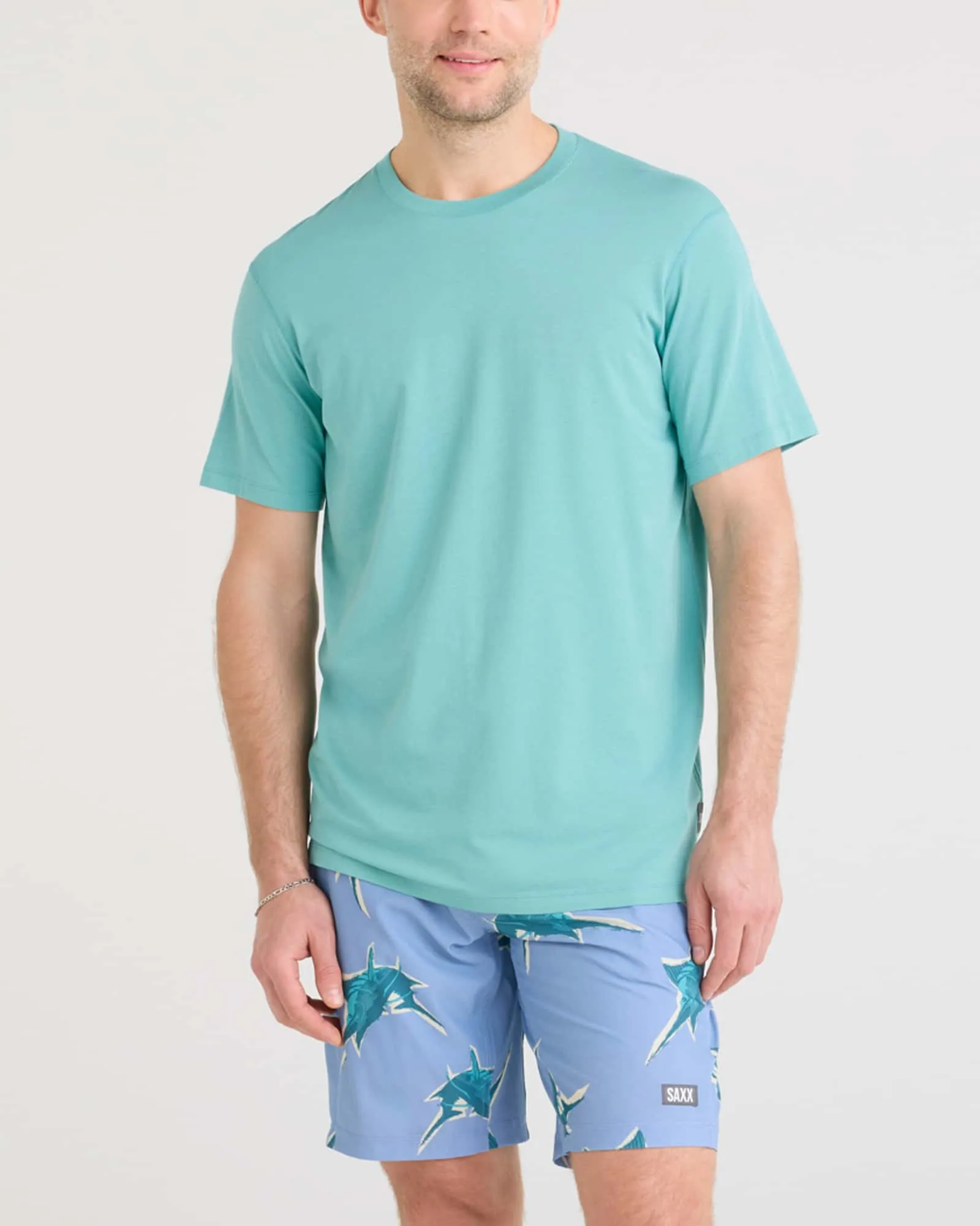 SAXX DropTemp Cooling Cotton Cooling Cotton Tee in Sea Foam