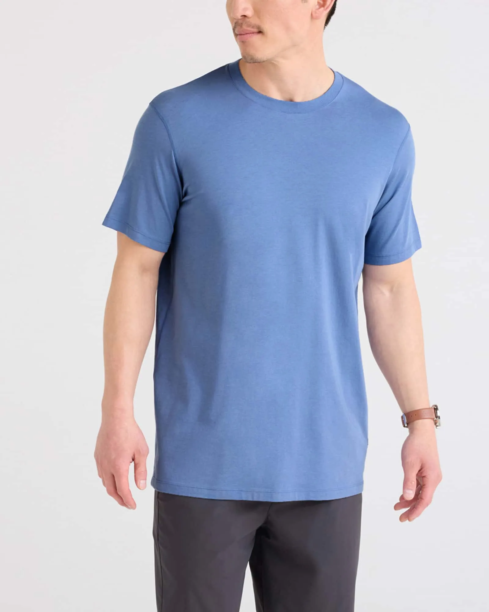 SAXX DropTemp Cooling Cotton Cooling Cotton Tee in Tidal Blue