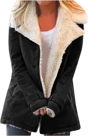 Womens Plus Size Sherpa Fleece Jackets Fashion 2023 Oversized Lapel Fuzzy Coat Warm Winter Faux Fur Outerwear